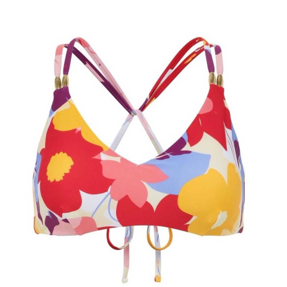 Time and Tru Floral Bikini Top - Red, Yellow, Purple - Picture 4 of 11